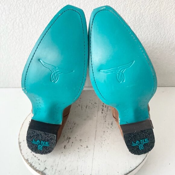 Lane LEXINGTON Womens Cowboy Boots Size 8.5 Brown Western Cowgirl Mid Calf Tall - Picture 8 of 11